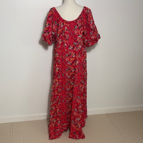 Called to Surf Citrus Lyon Floral Printed  Red Maxi Dress XL - Picture 4 of 5